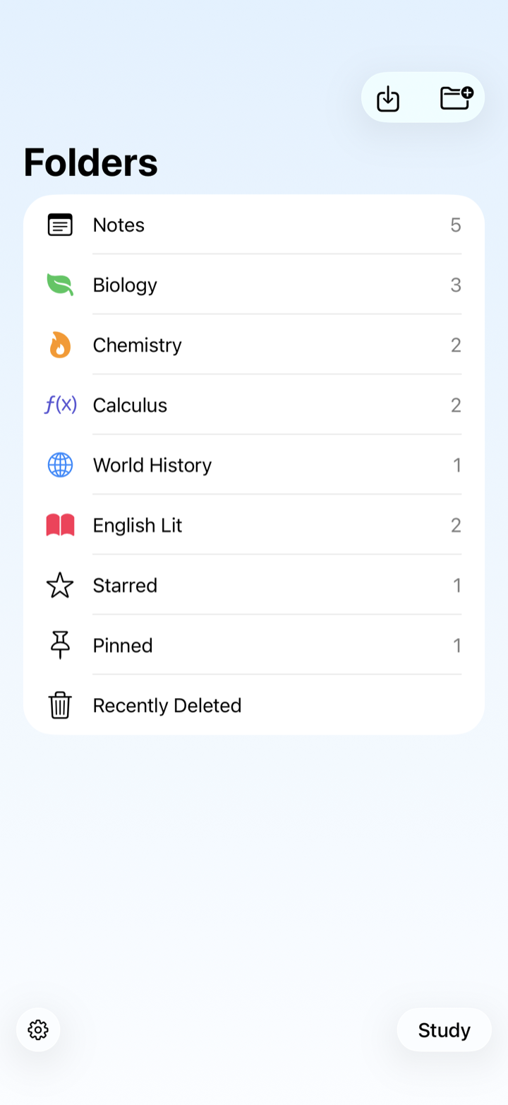 Folders and workspaces in Notelix